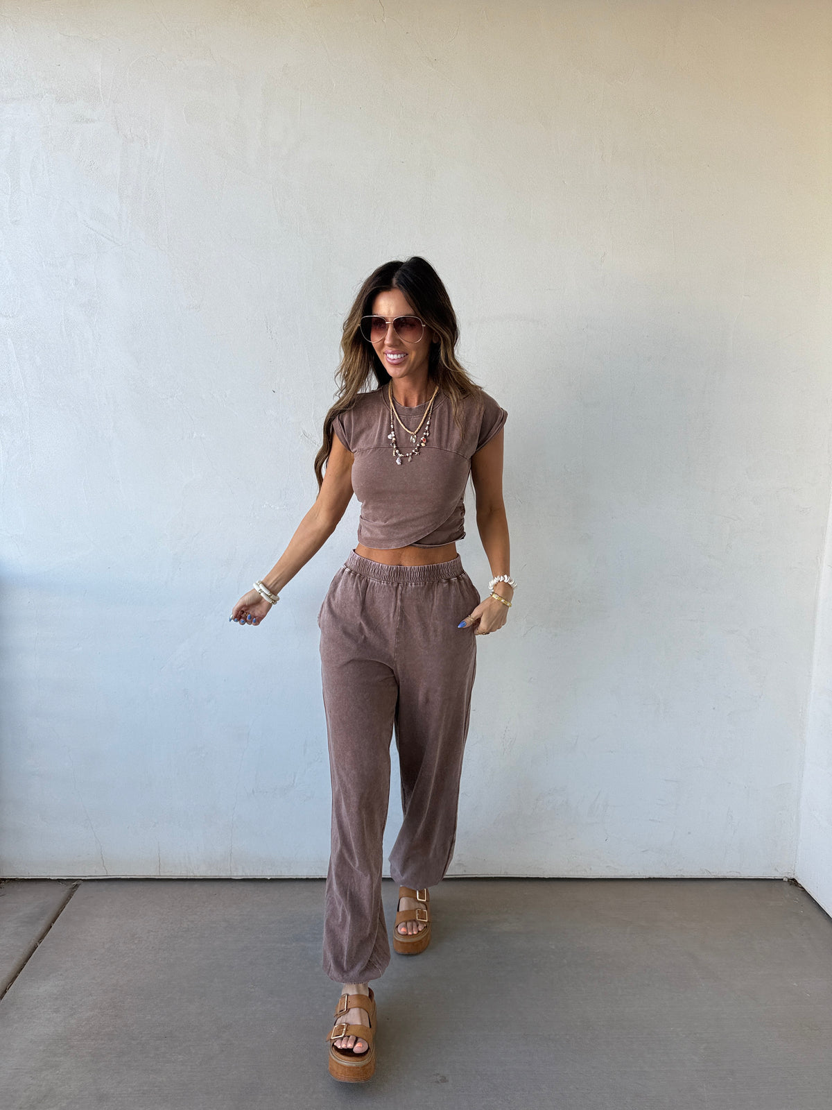 Washed Crop Top & Jogger Set