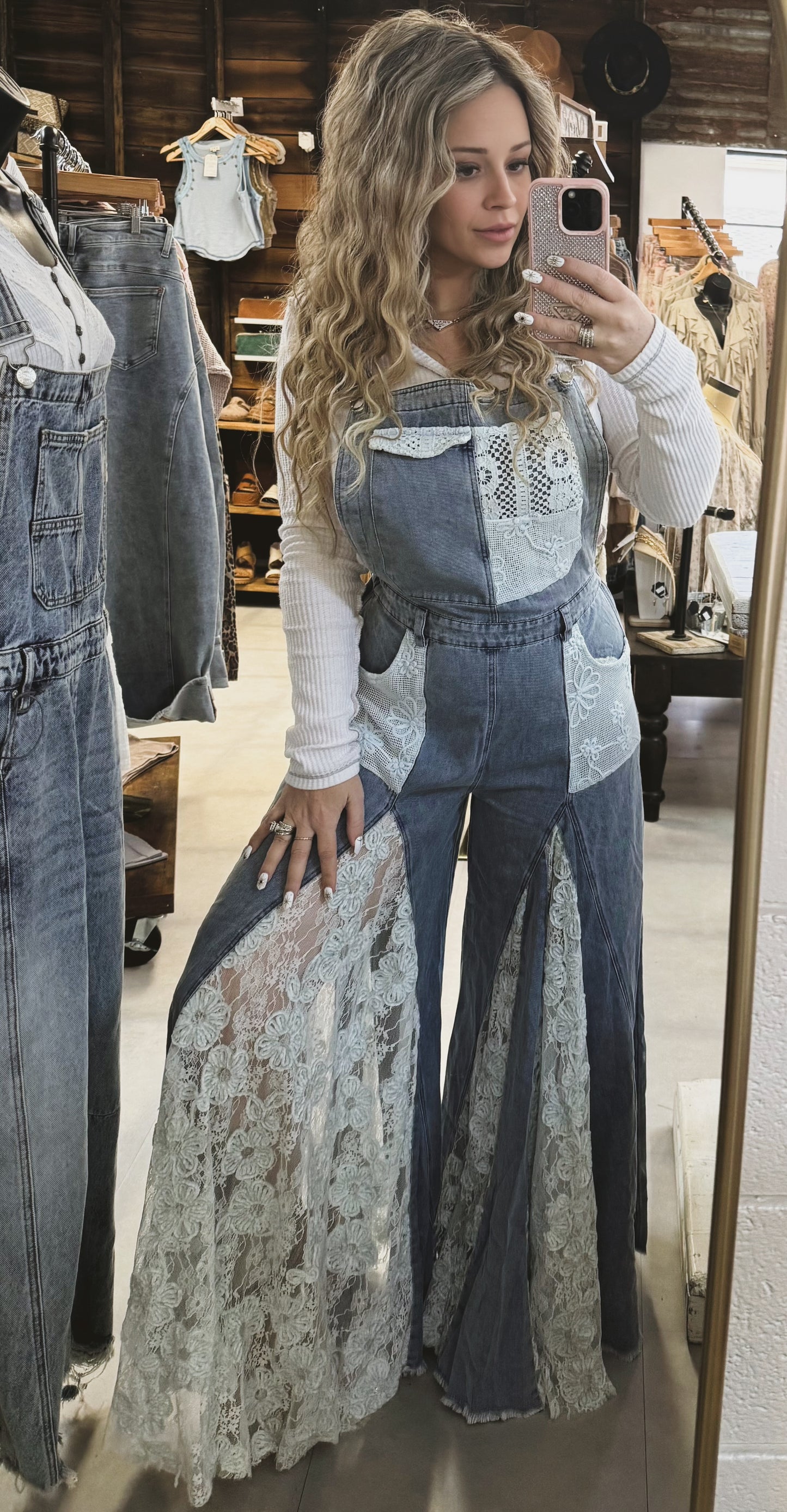 Lace Panel Overalls
