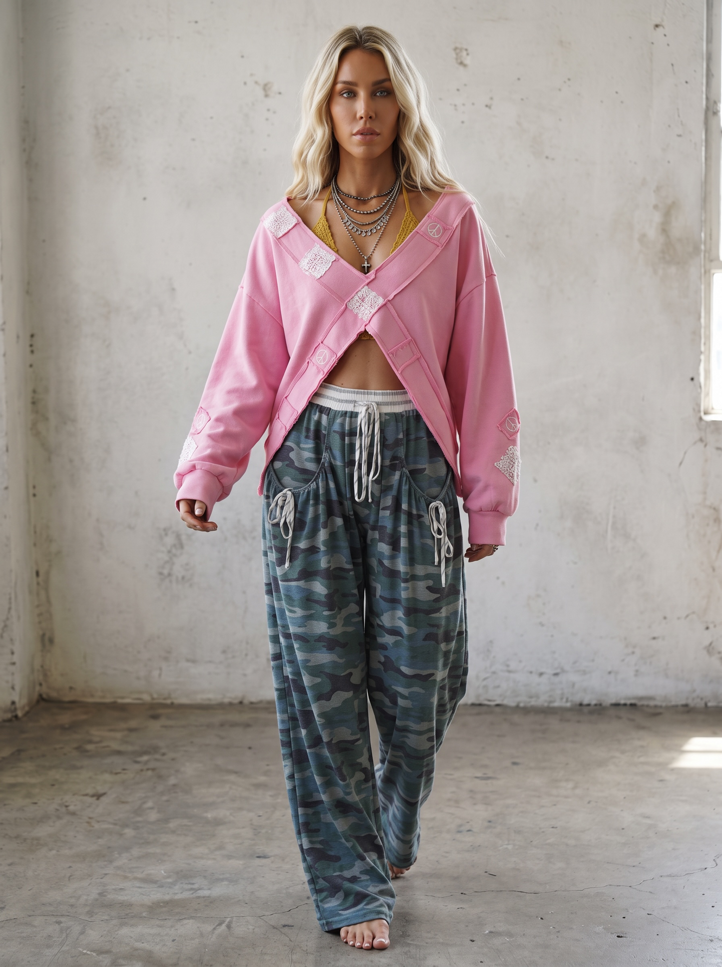 POL Patch Cross Cropped Sweatshirt