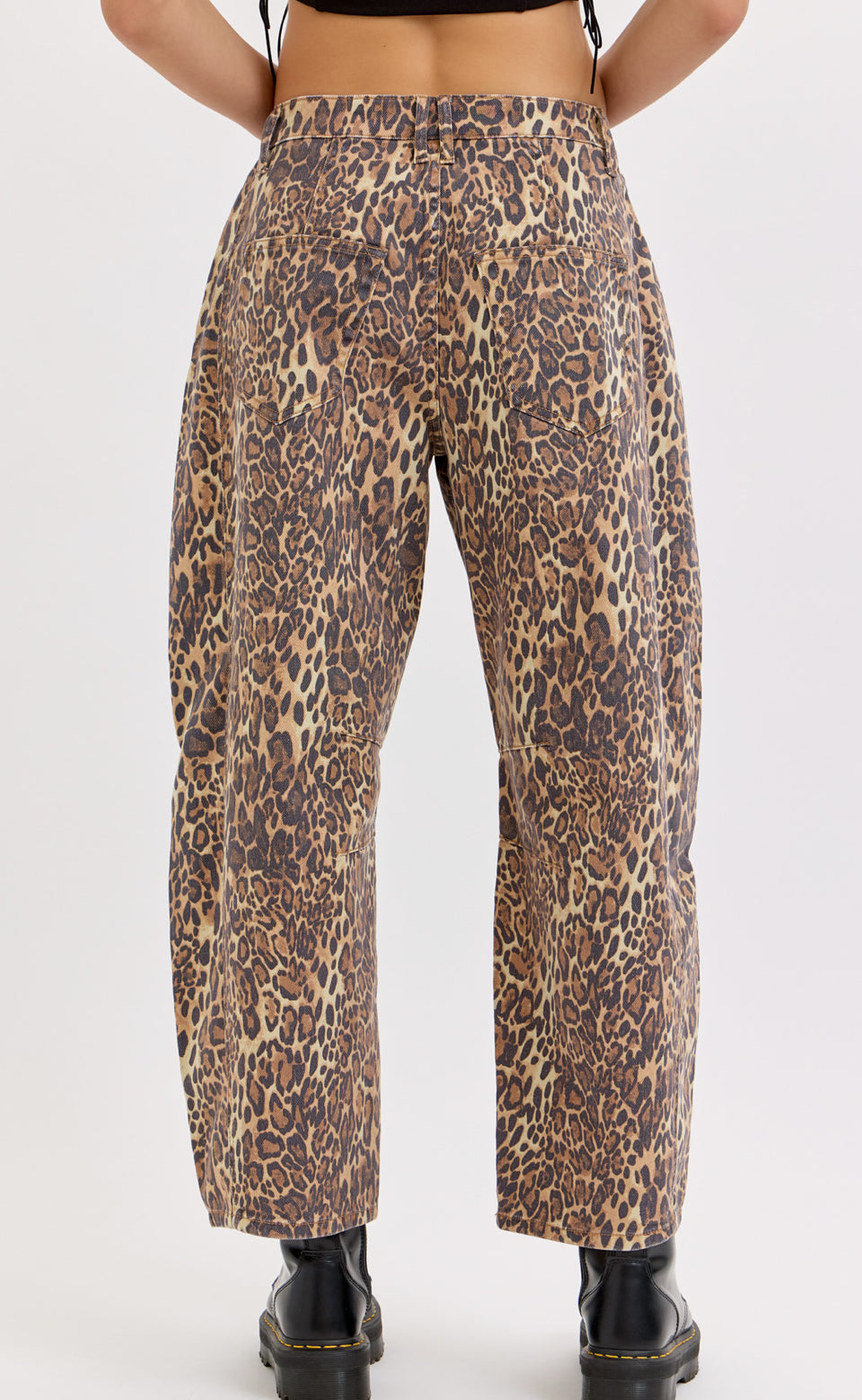 Cello Leopard Print Barrel Jeans