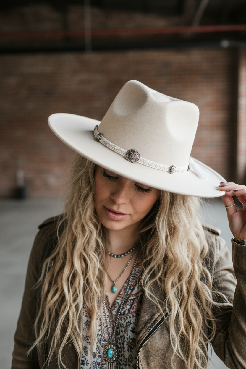Concho Braided Tassel Hat