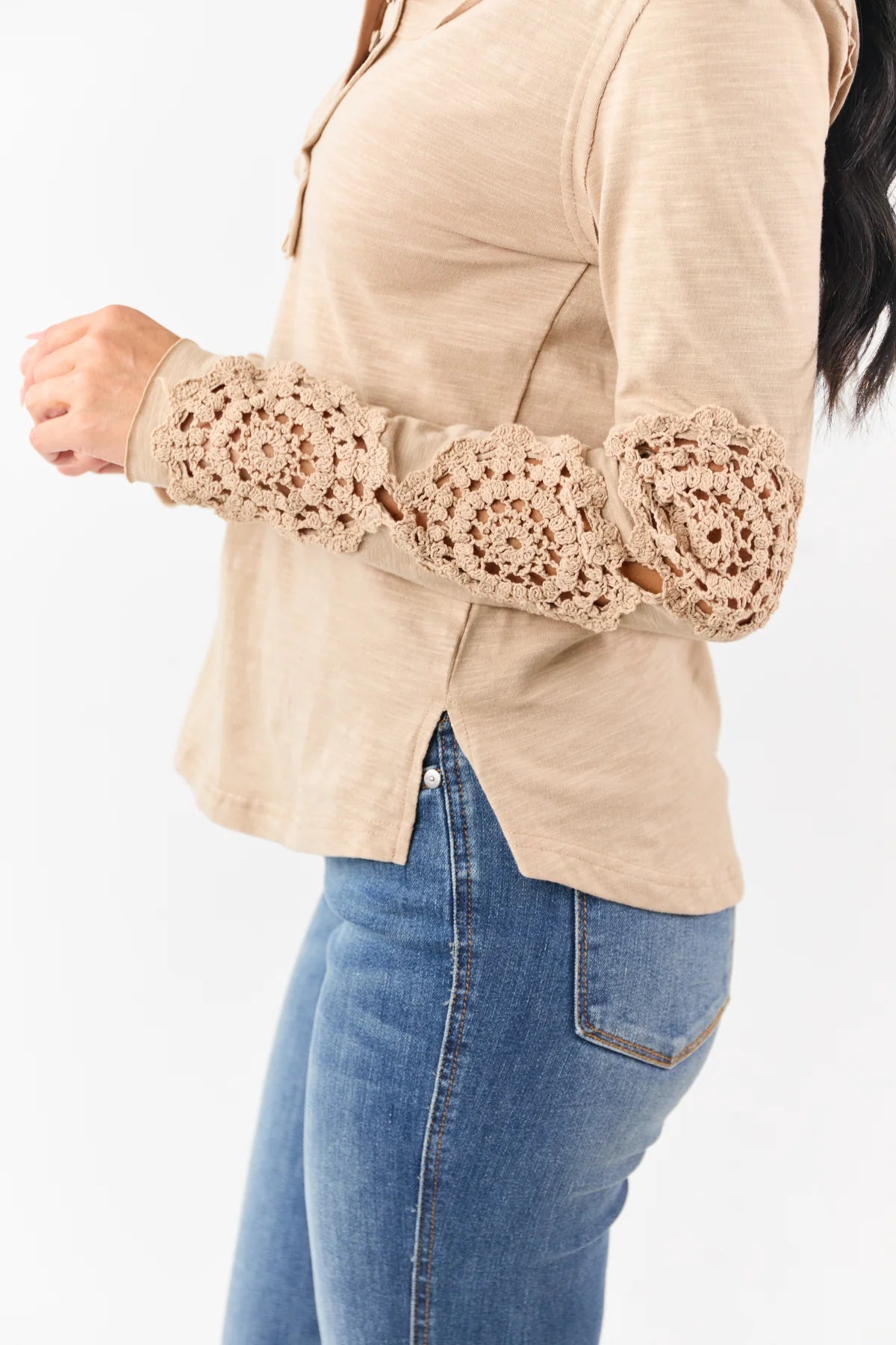 Very J Crochet Sleeve Henley