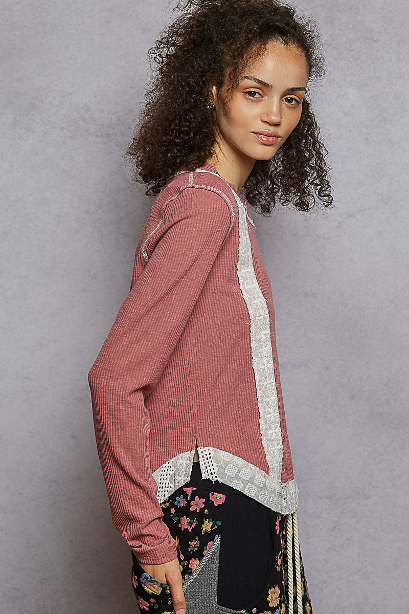 POL Crochet Ribbed Top