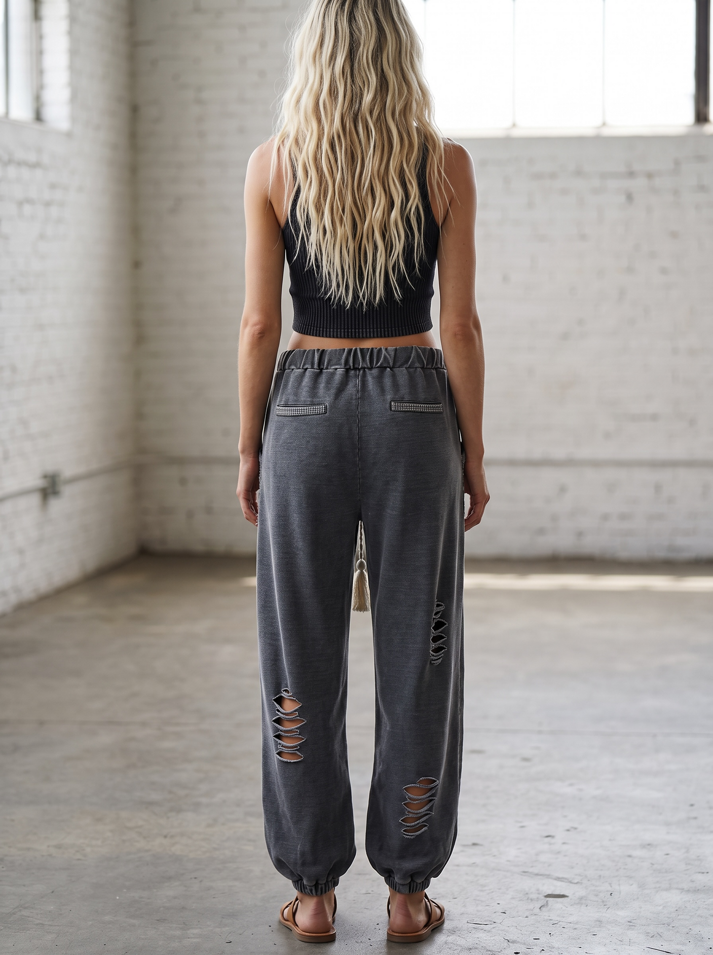 POL French Terry Distressed Jogger