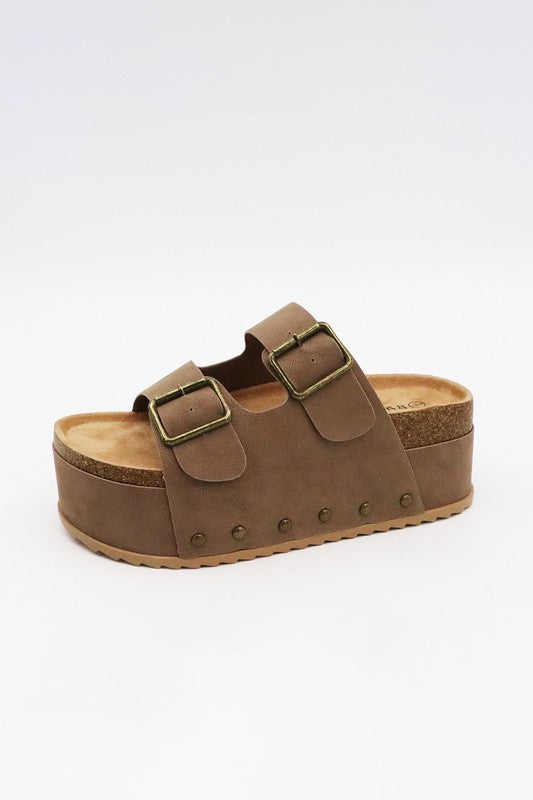 Platform Double Buckle Sandals