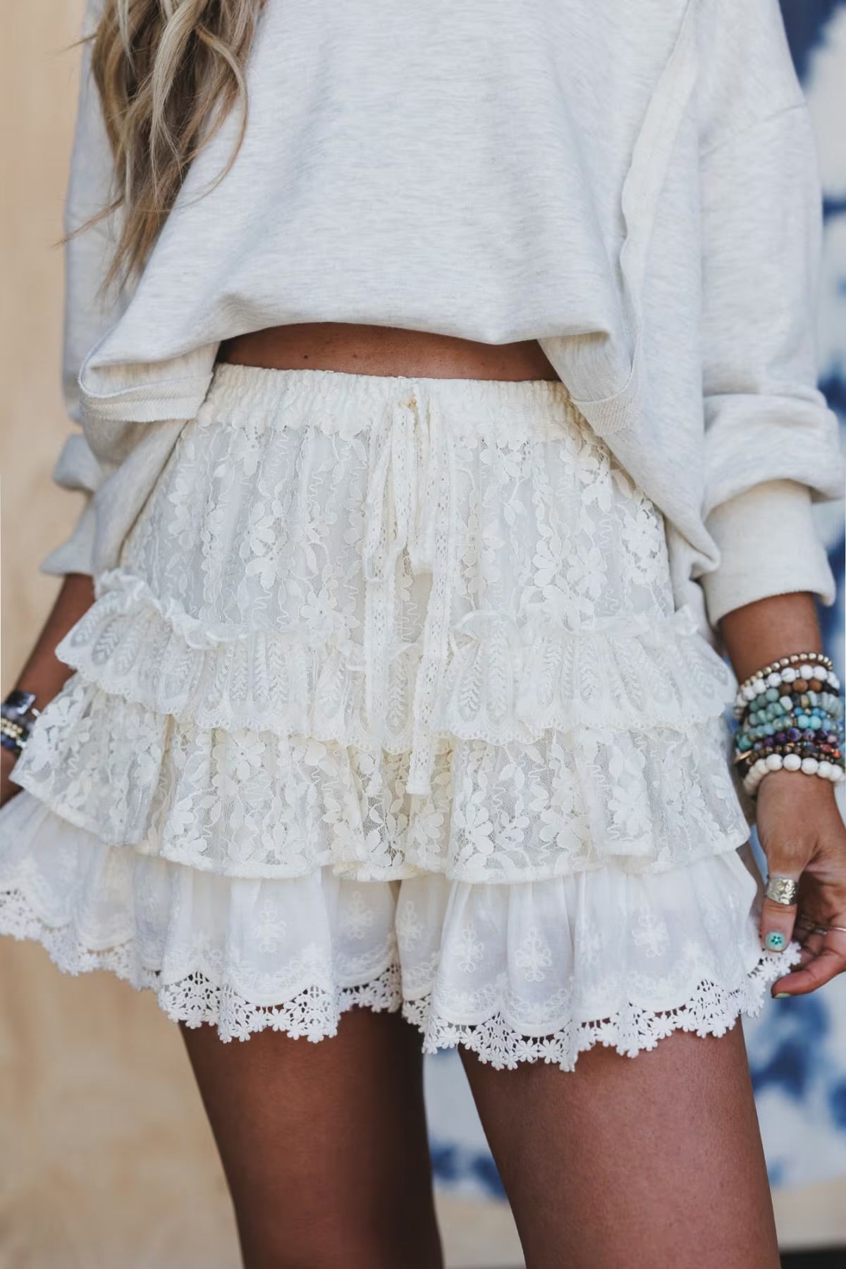 Listicle Lace Tiered Shorts