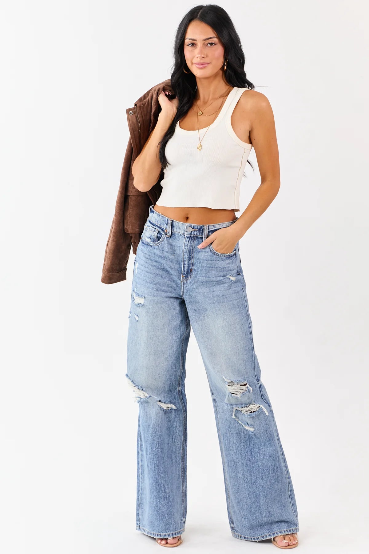 Cello High Rise Wide Leg Jeans