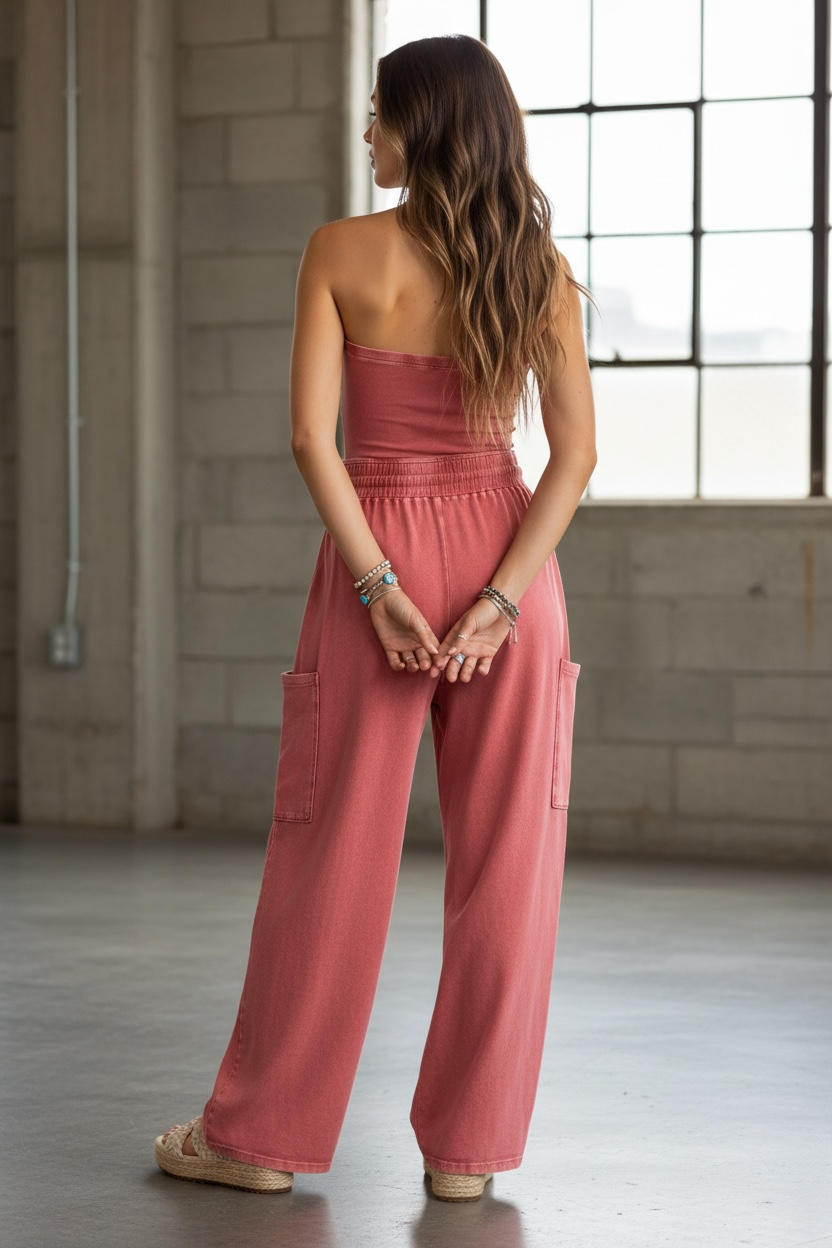 Washed Strapless Jumpsuit