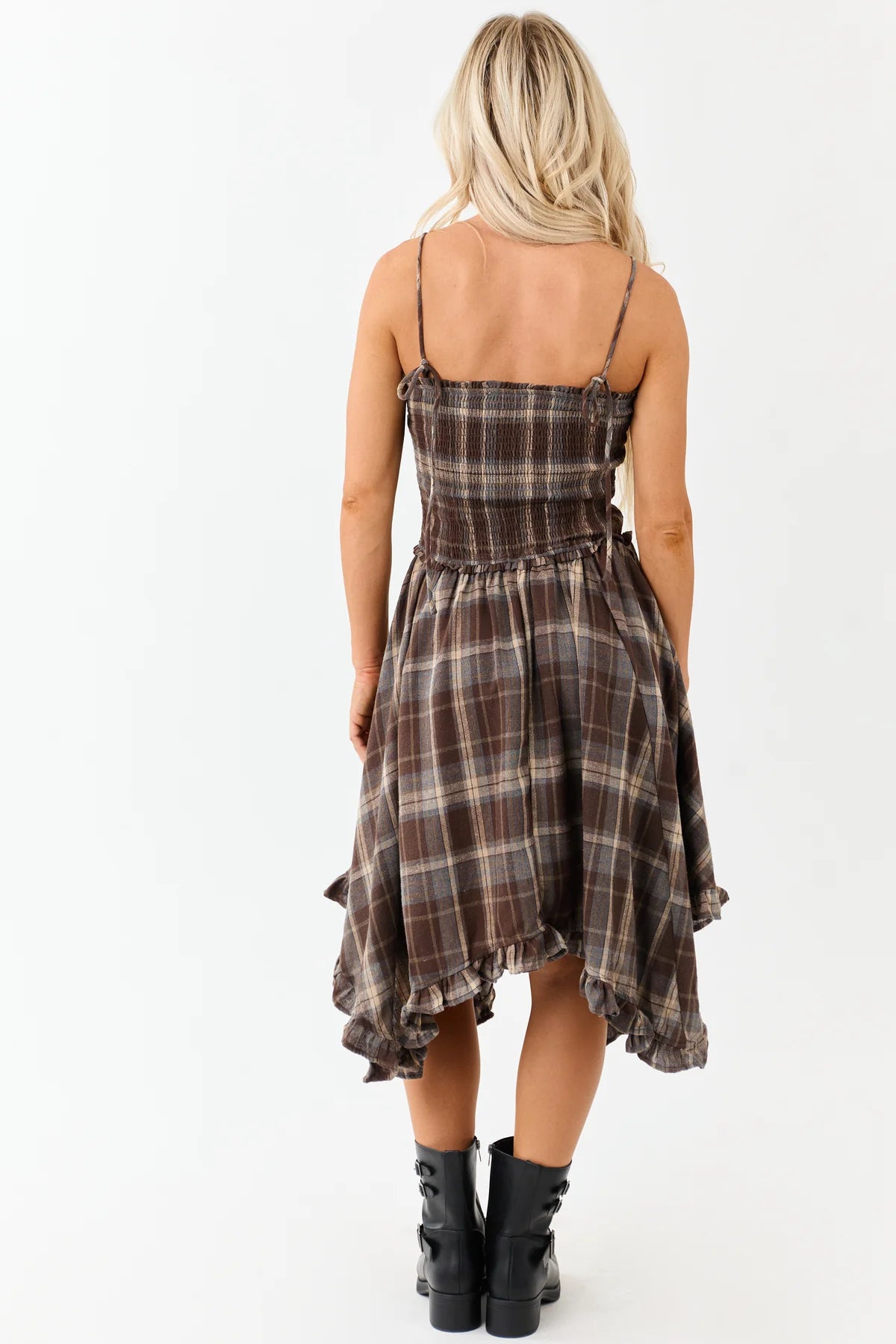 Plaid Ruffled Tiered Dress