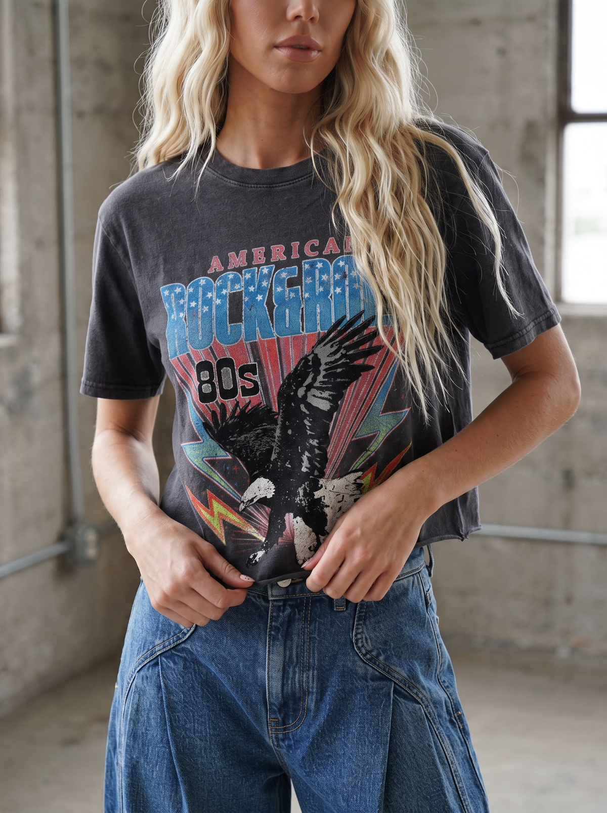 Rock & Roll Graphic Crop Tee