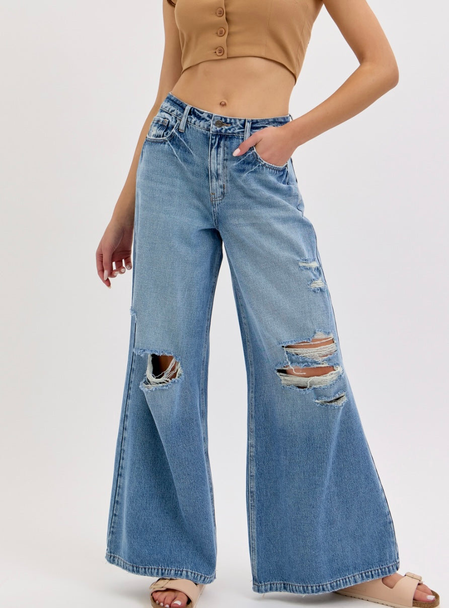 Cello High Rise Wide Leg Jeans