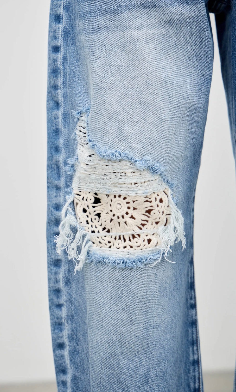 Saige Crochet Barrel Jeans