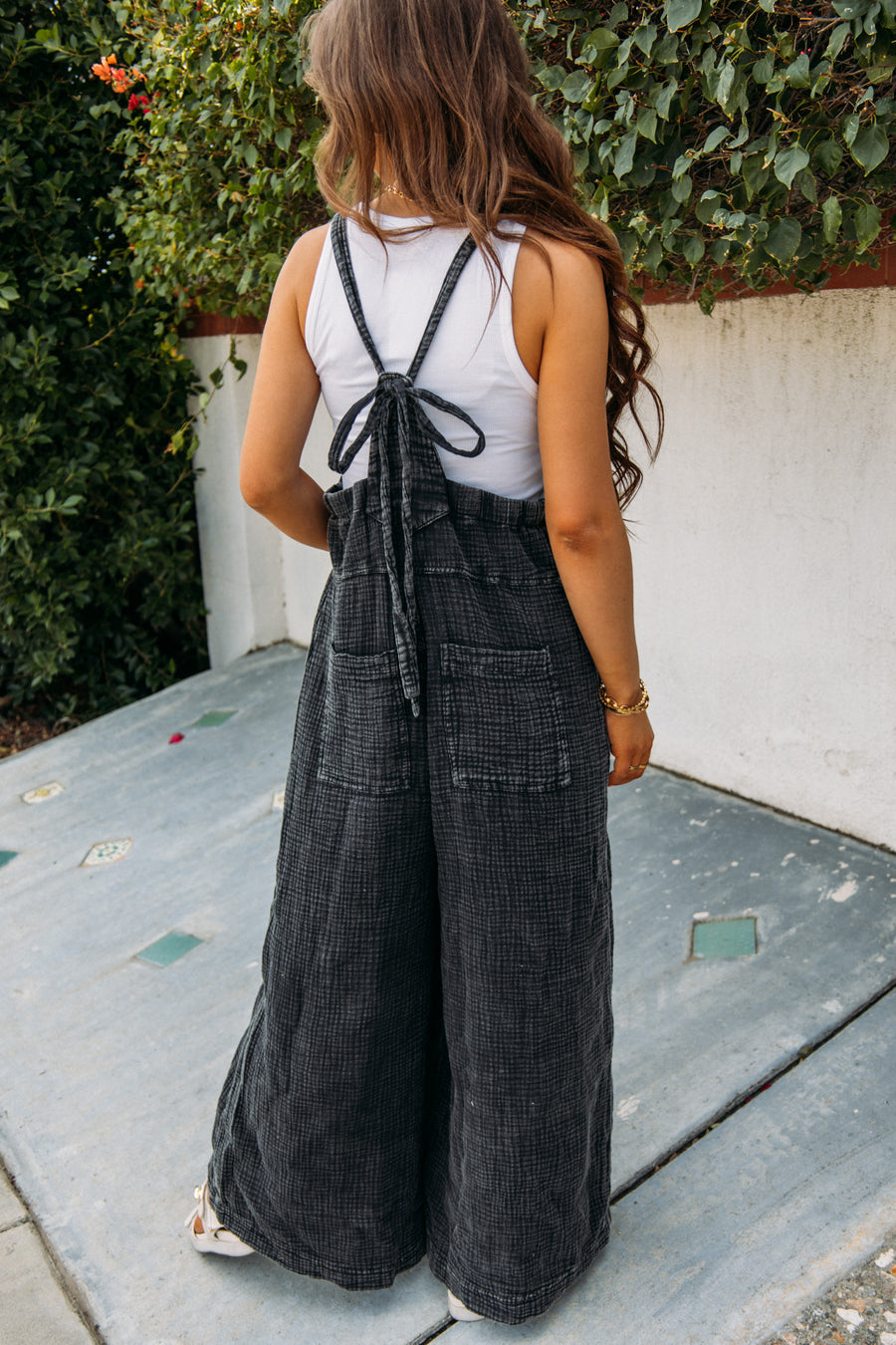 Textured Wide Leg Jumpsuit