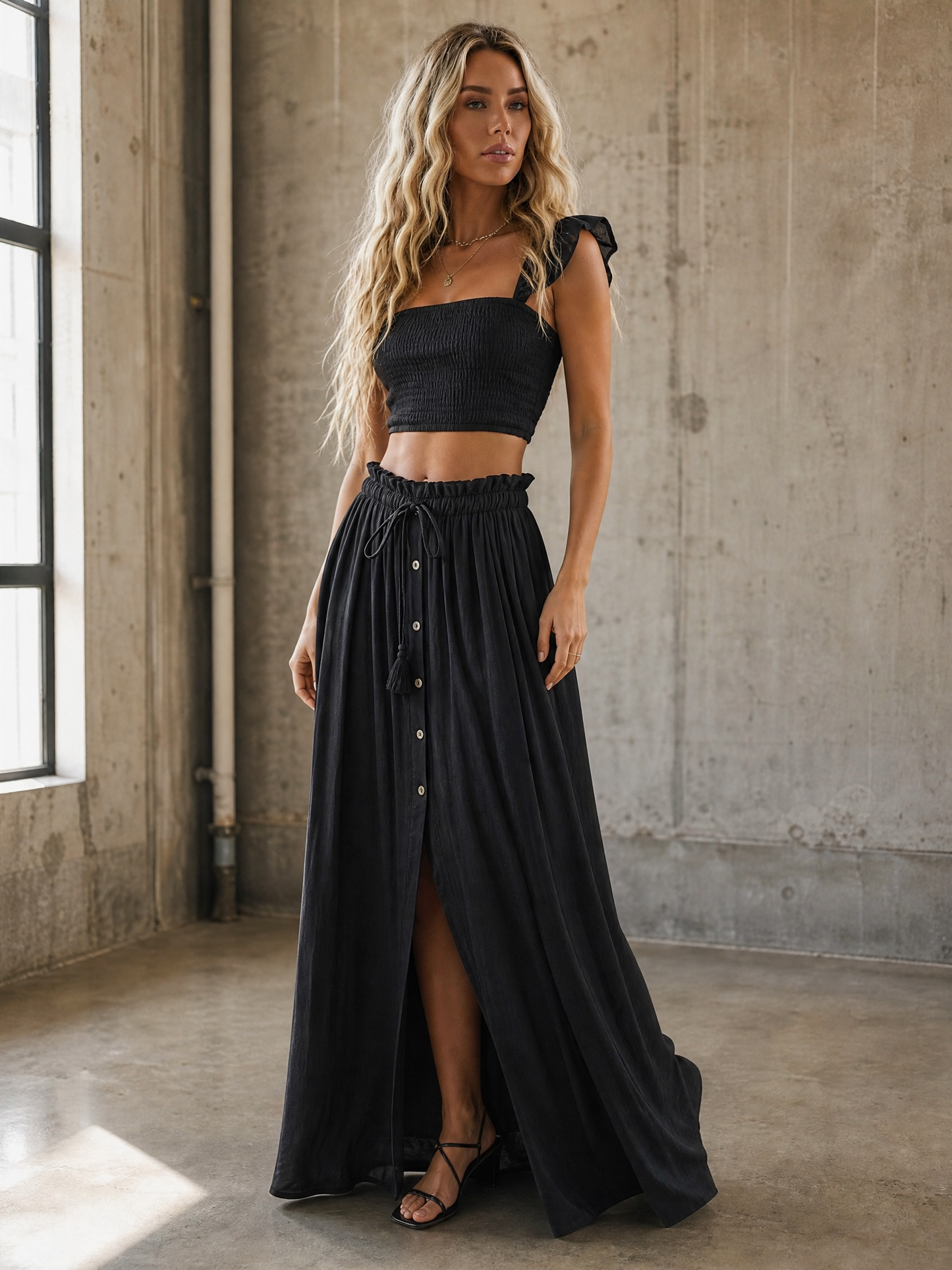 Smocked Top & Maxi Skirt Set
