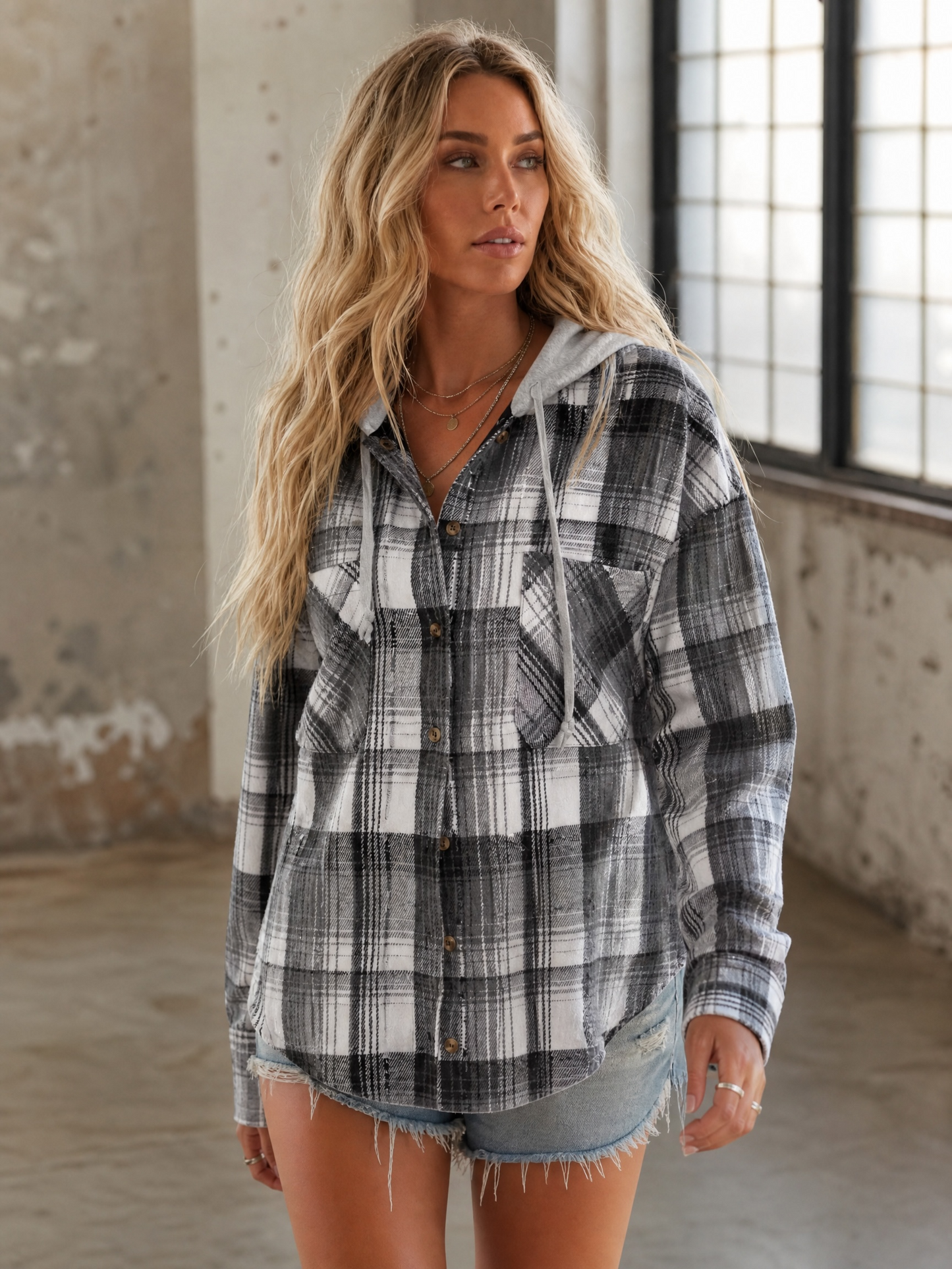 Very J Plaid Hoodie