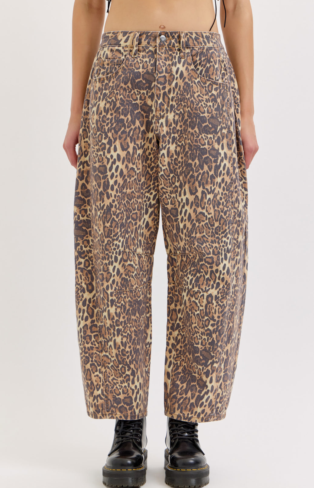 Cello Leopard Print Barrel Jeans