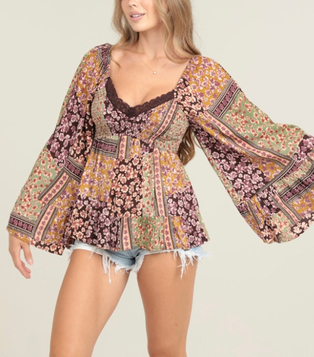 Angie Gypsy Print Blouse
