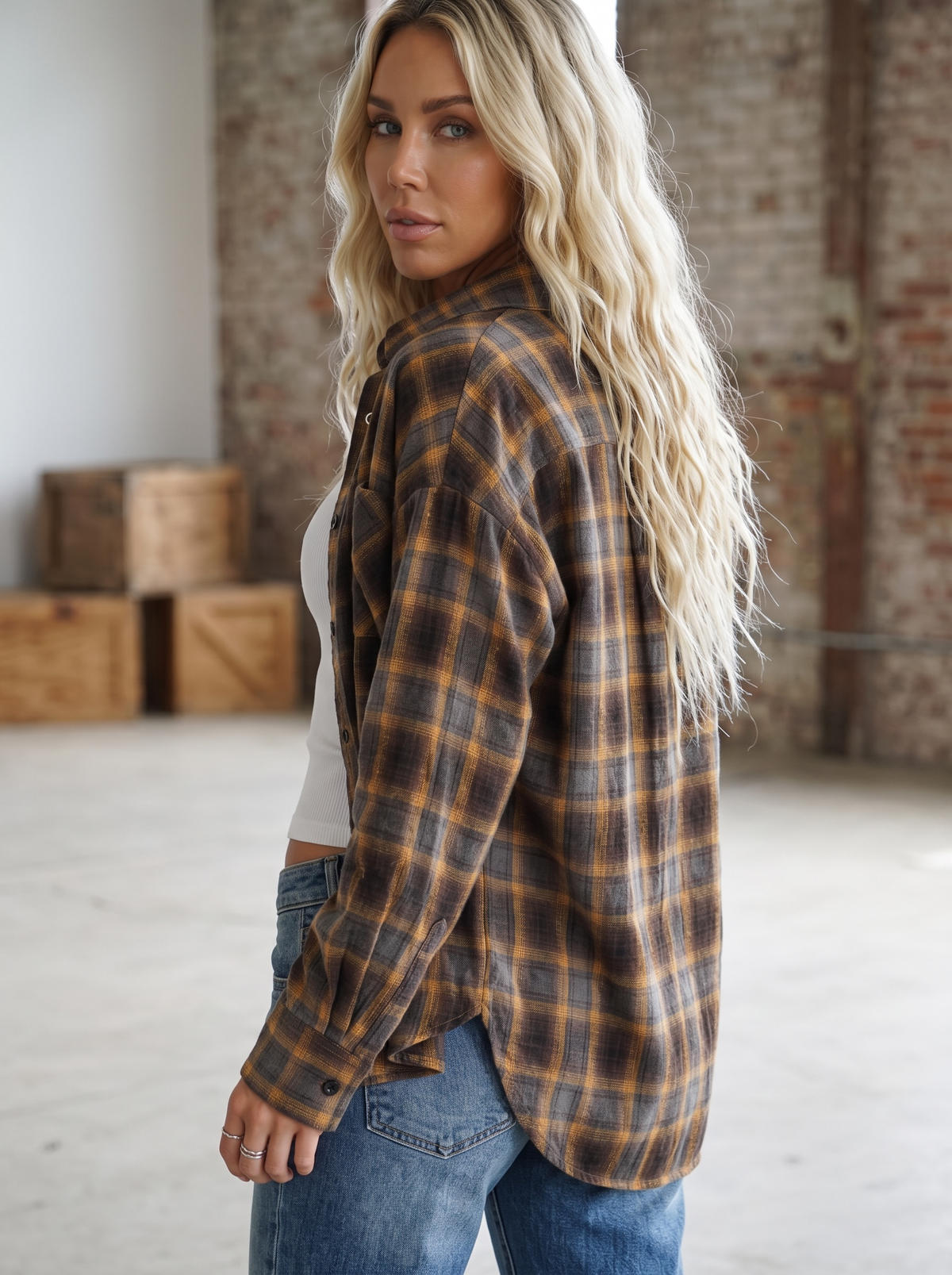 Plaid Button Down Top