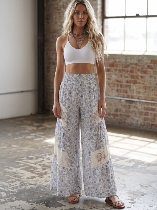 Angie Floral Lace Panel Pants