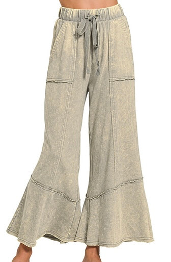 Acid Washed Cropped Pants