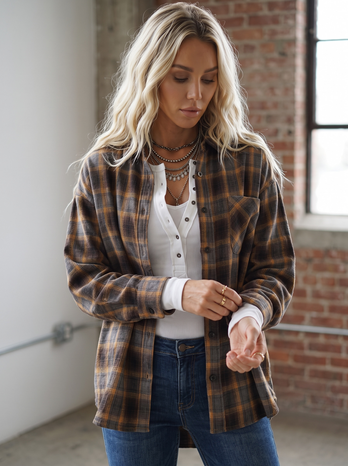 Plaid Button Down Top