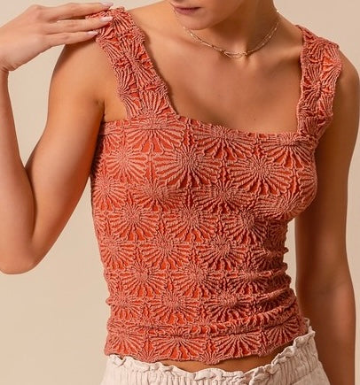 Floral Jacquard Seamless Tank Top