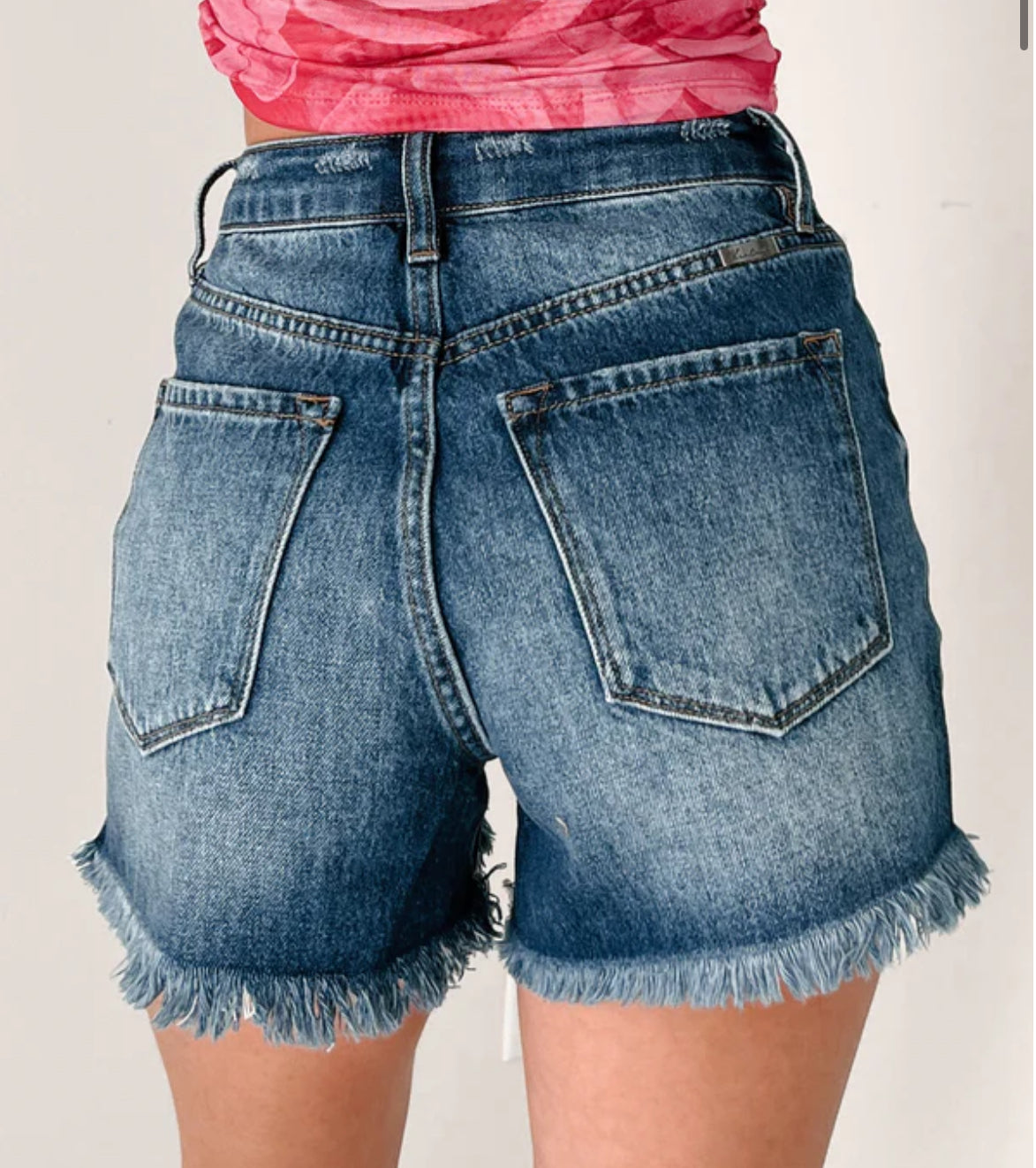 Kancan Distressed Button-Fly High Waist Denim Shorts