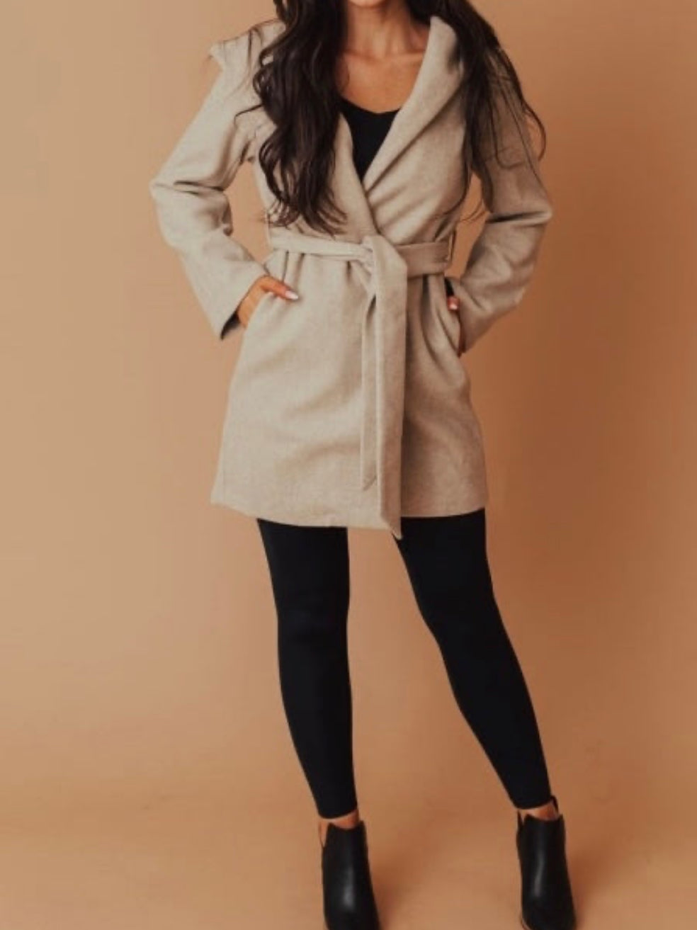 JQ Fleece Belted Hoodie Coat