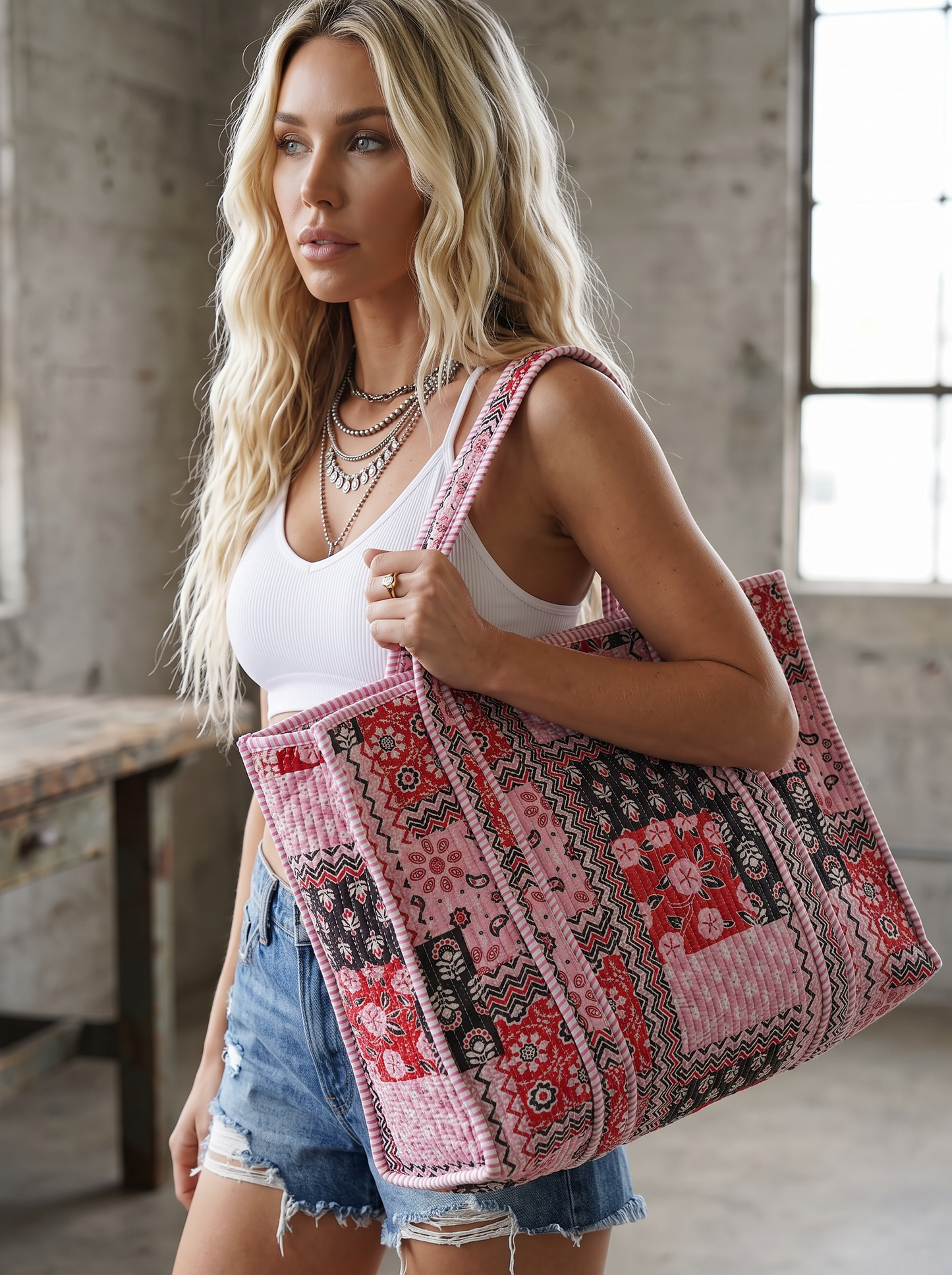 PREORDER - POL Quilted Bohemian Tote