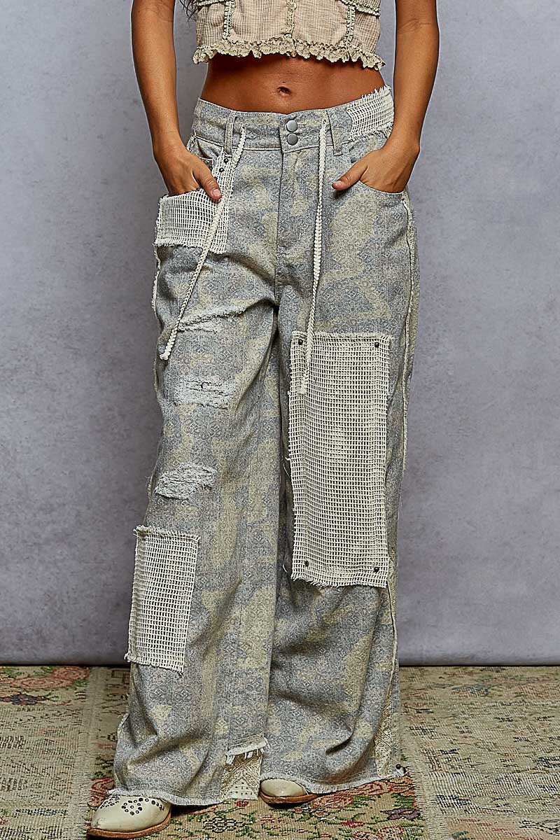 POL Wide Leg Patch Pants