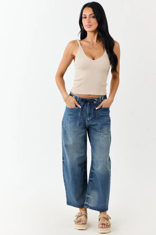 Very J Rope Barrel Jeans
