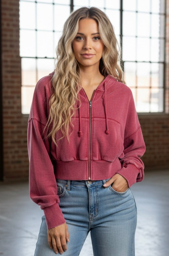 Washed Crop Hoodie
