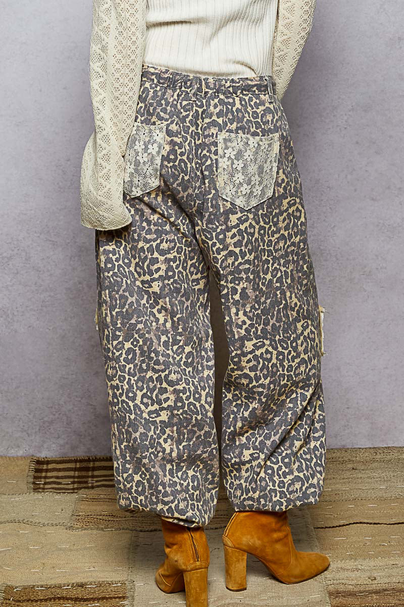 POL Leopard Print Patchwork Jogger