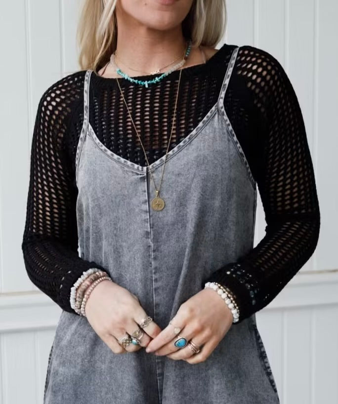 Open Knit Cropped Sweater