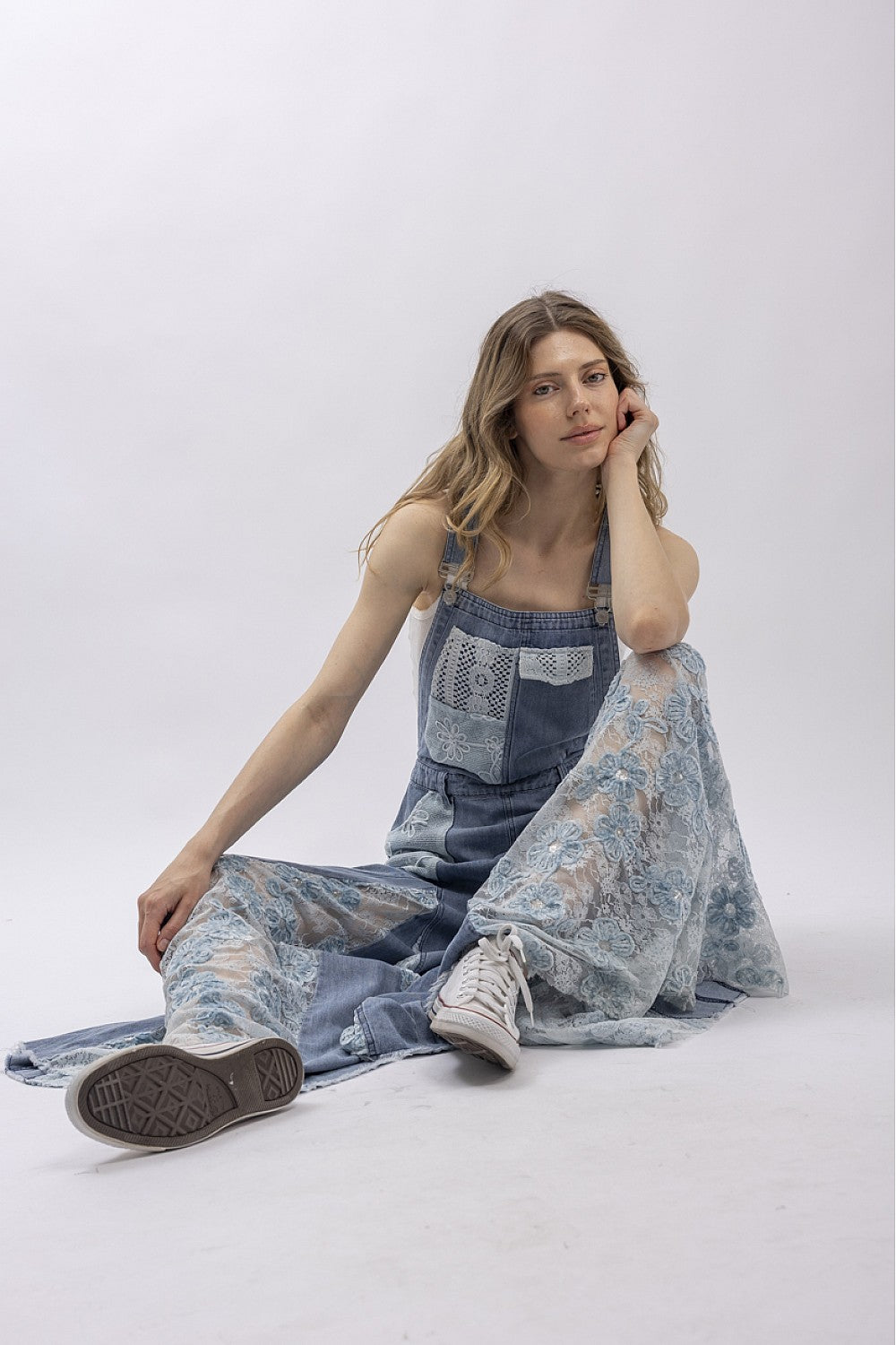 PREORDER- Lace Panel Overalls