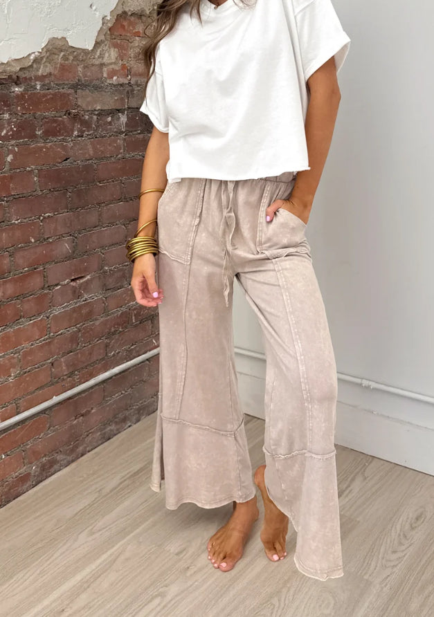 Acid Washed Cropped Pants