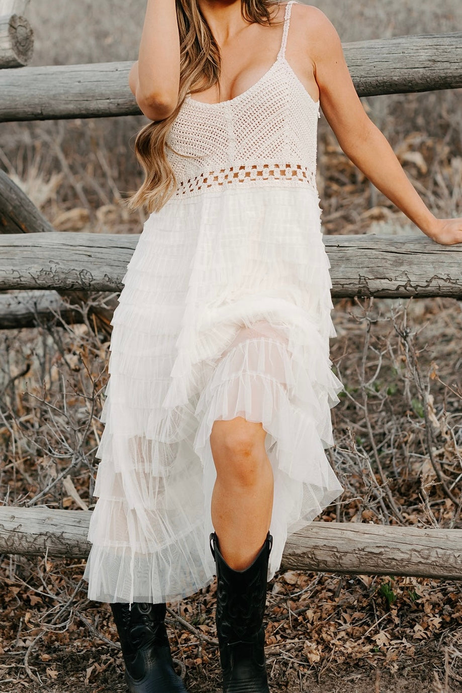 POL Crochet Ruffle Dress