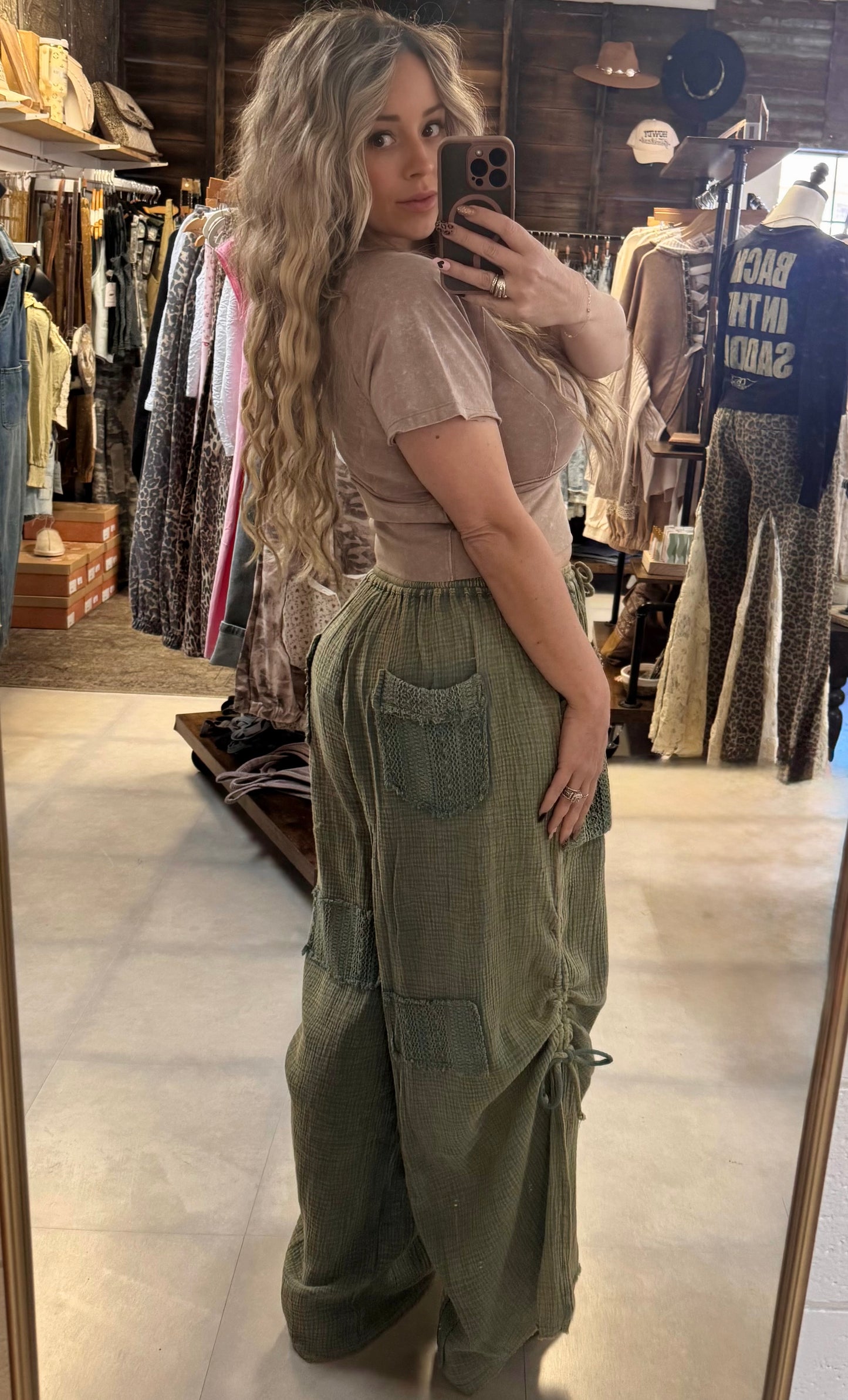 Bluevelvet Patchwork Cinched Pants