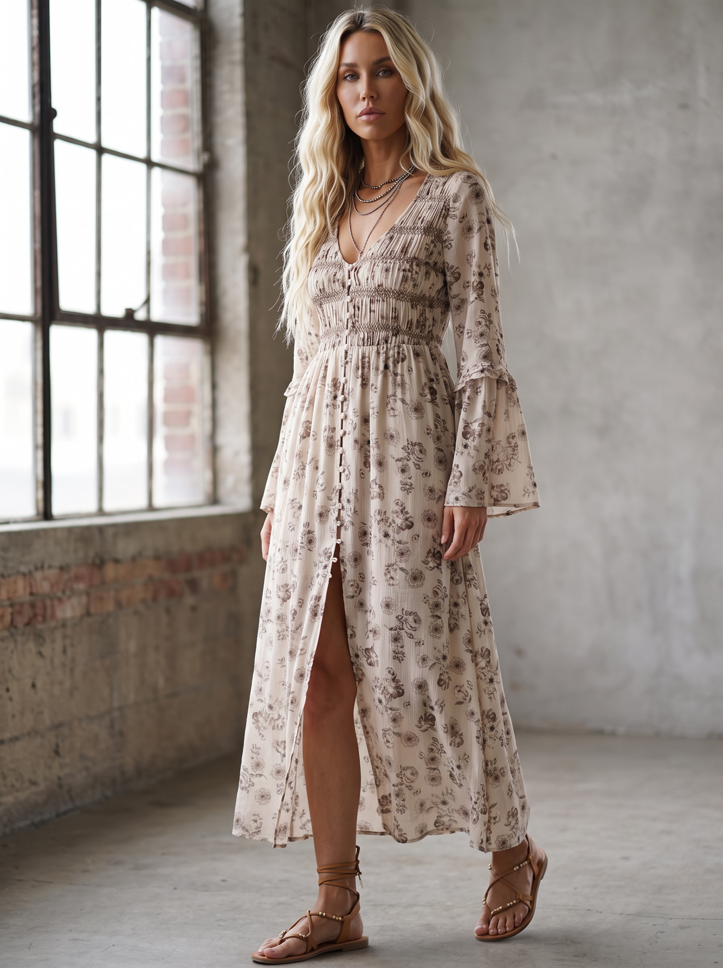 Promesa Floral Smocked Midi Dress