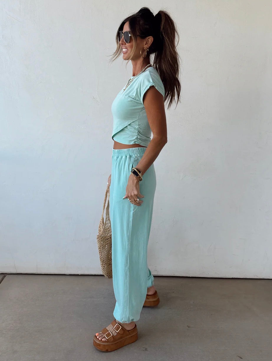 Washed Crop Top & Jogger Set
