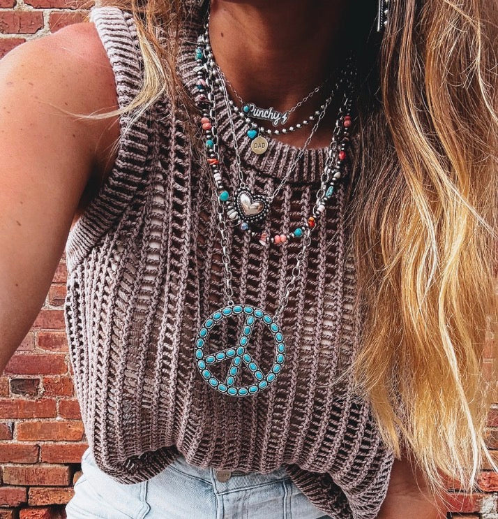 Turquoise Peace Sign Necklace