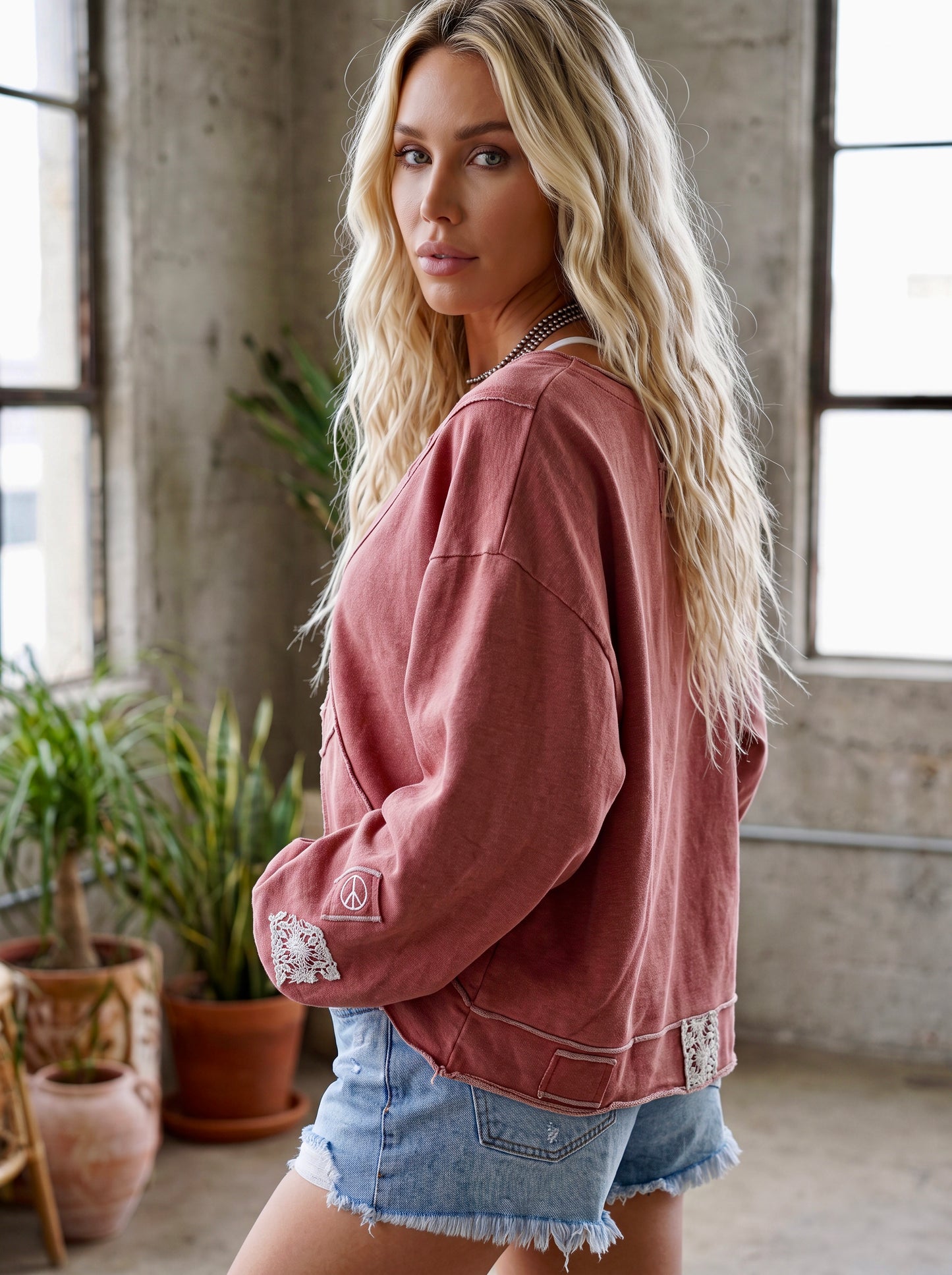 POL Patch Cross Cropped Sweatshirt