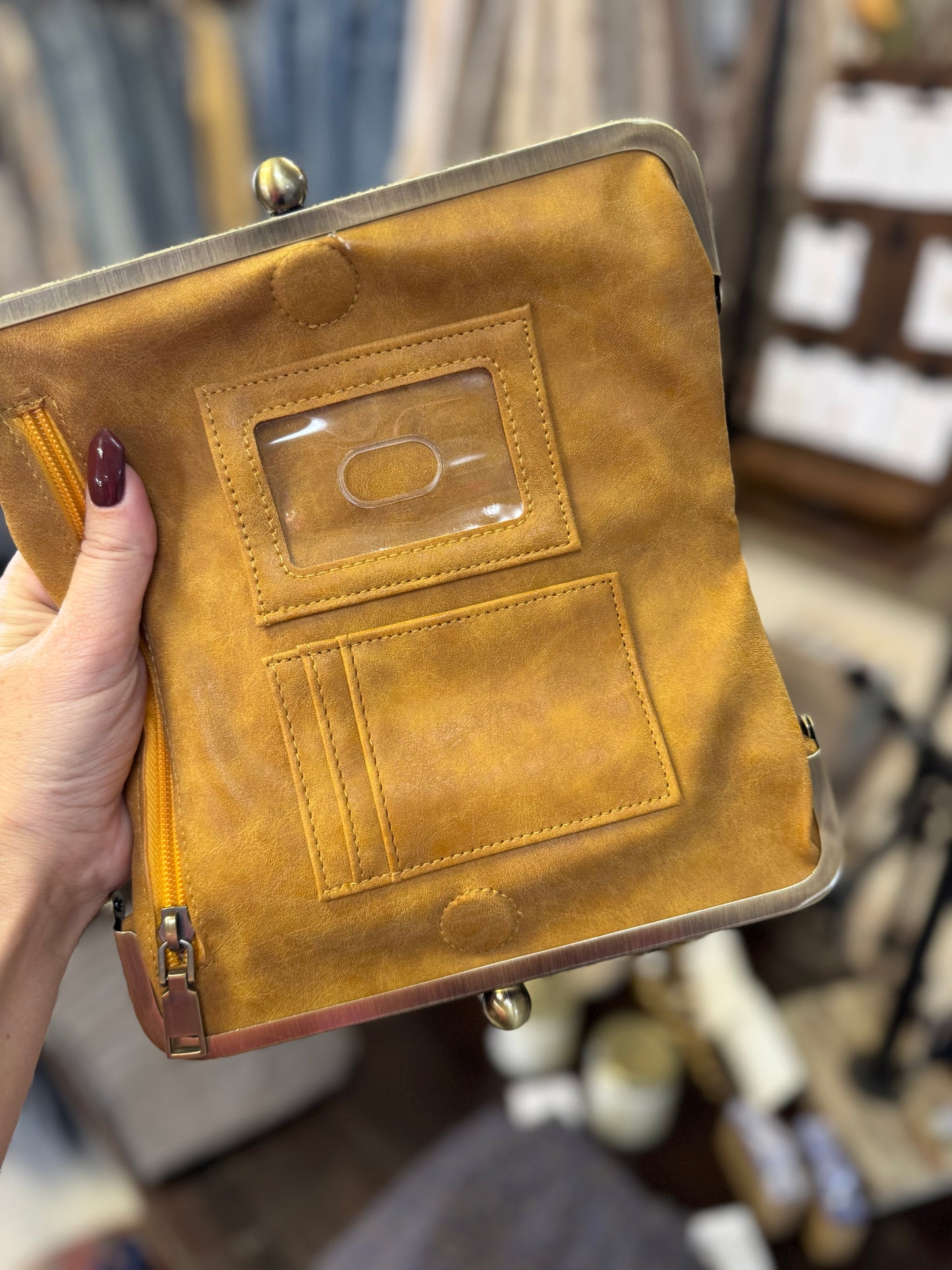 Karen Kiss Lock Clutch Bag