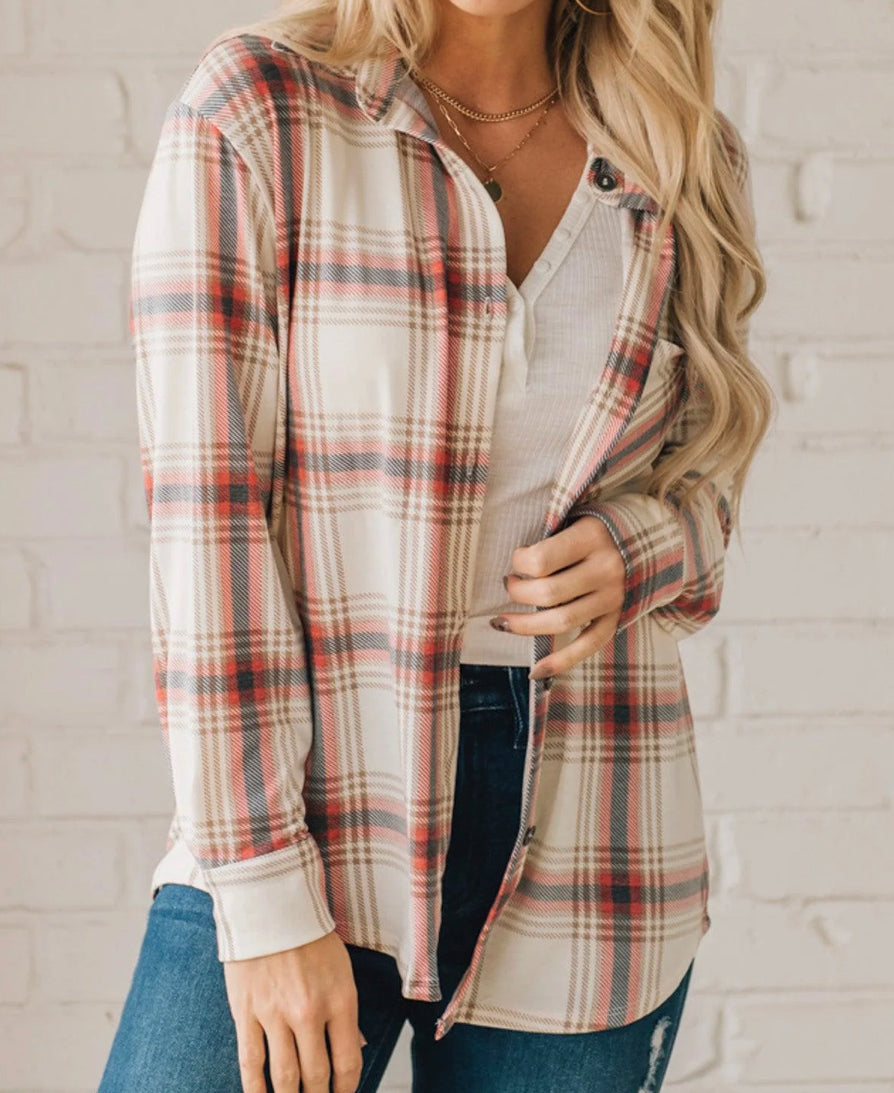 Plaid Shacket With Front Pocket