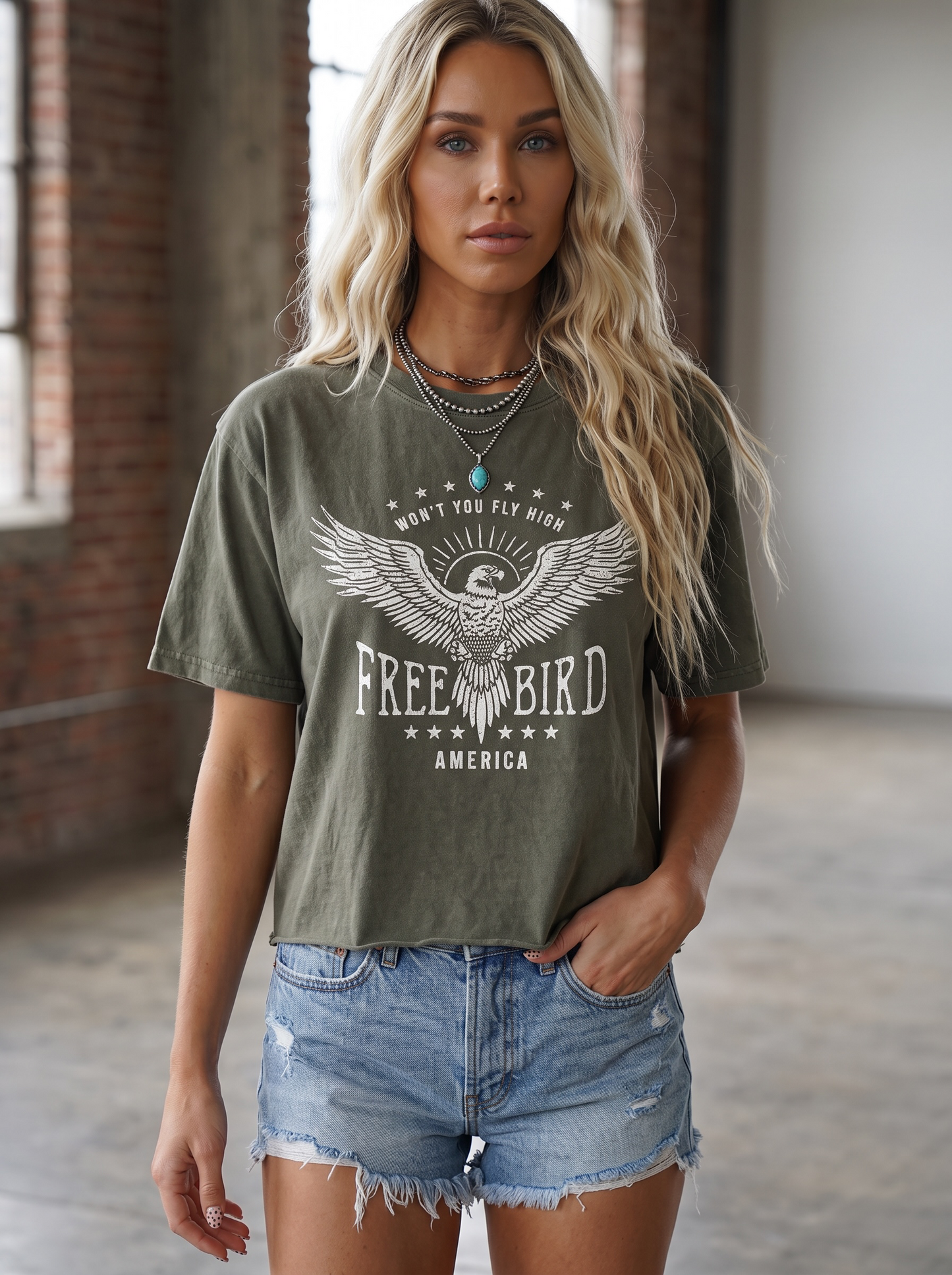 Free Bird Graphic Crop Tee