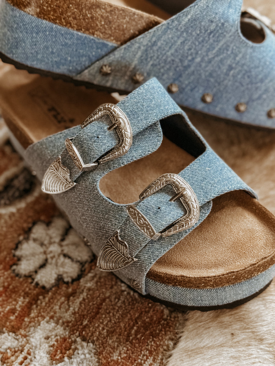 Two 2 Fly Co Denim Platform Sandals