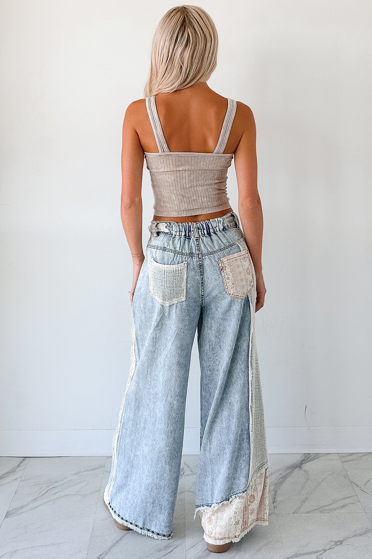 PREORDER- POL Wide Leg Patch Jeans
