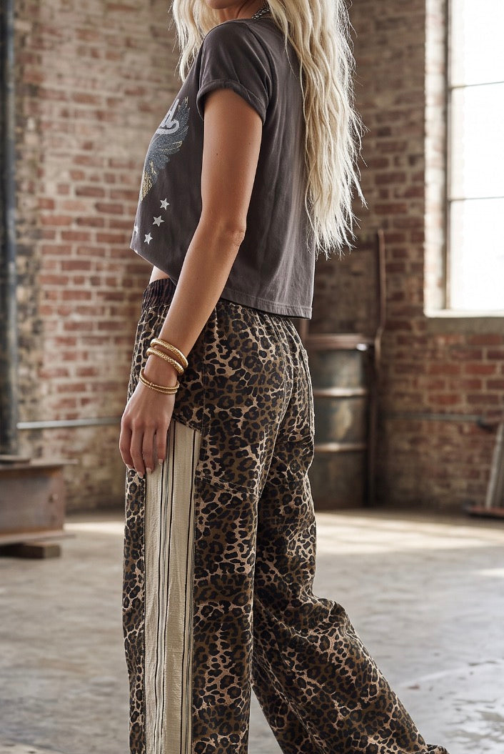 POL Leopard Print Wide Leg Pant