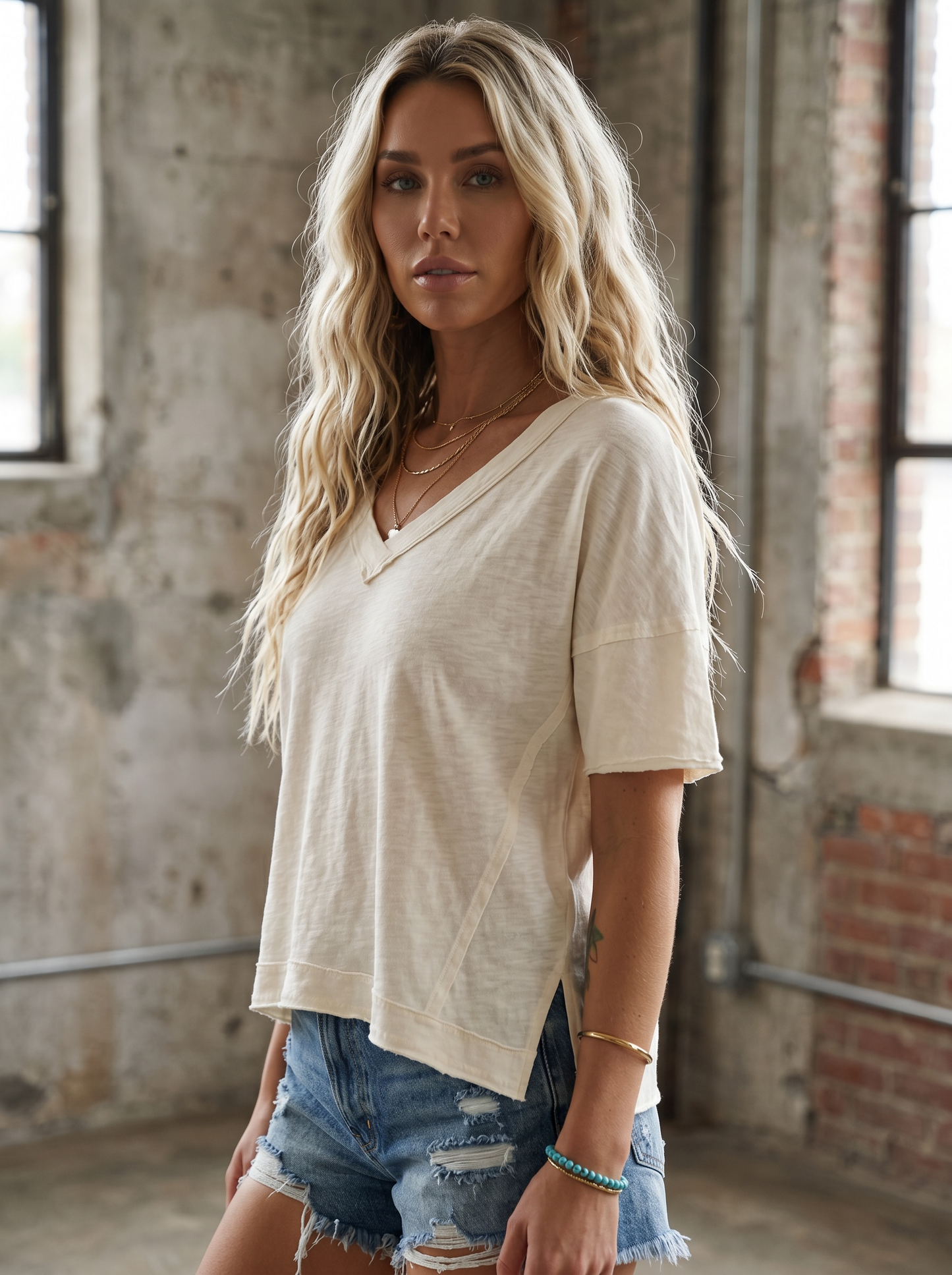 Washed V-Neck Tee