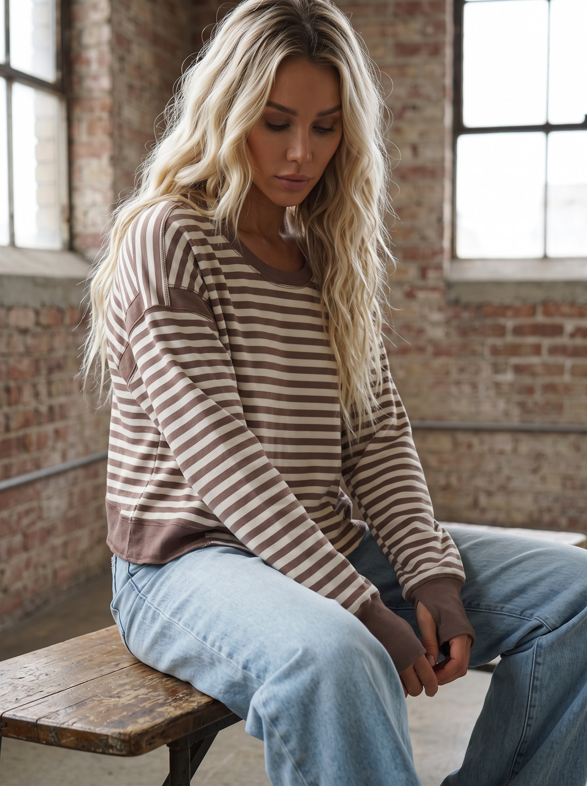 Striped Open Back Top